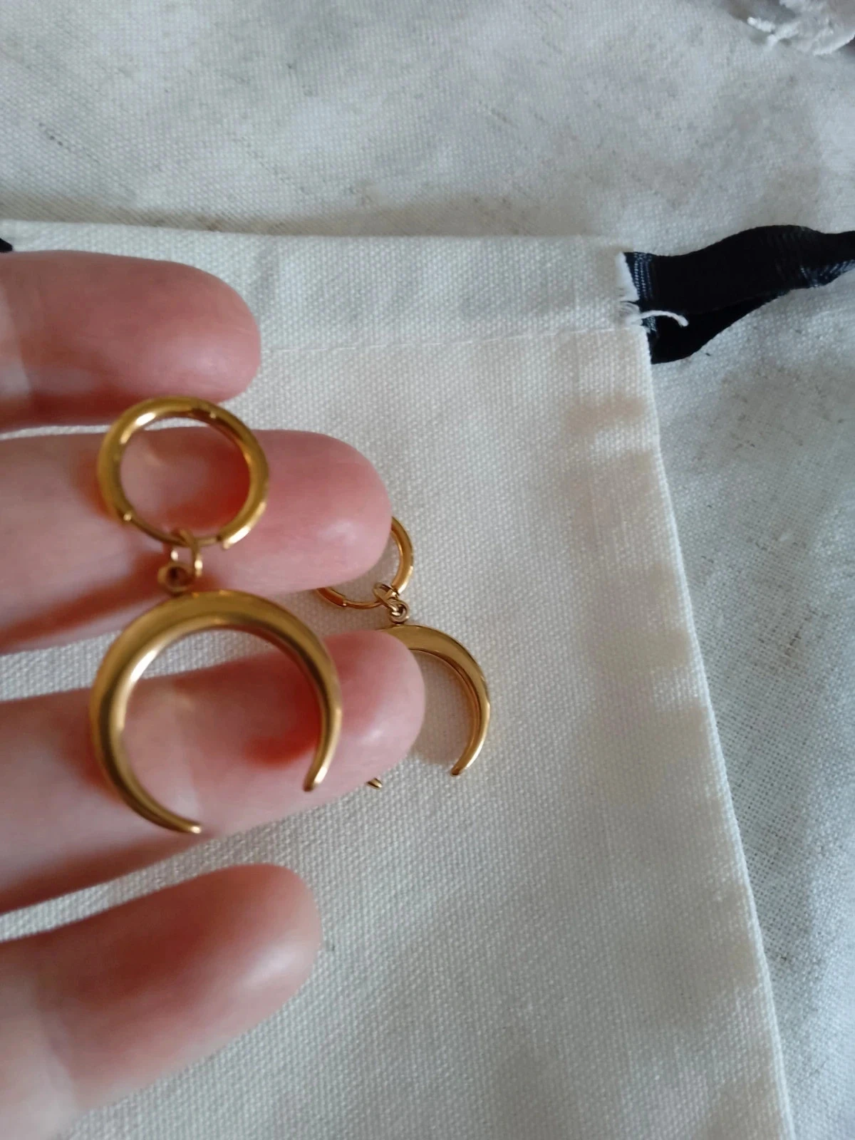 Bohemien creoolse maanhangers met gouden oorbellen – photo 3